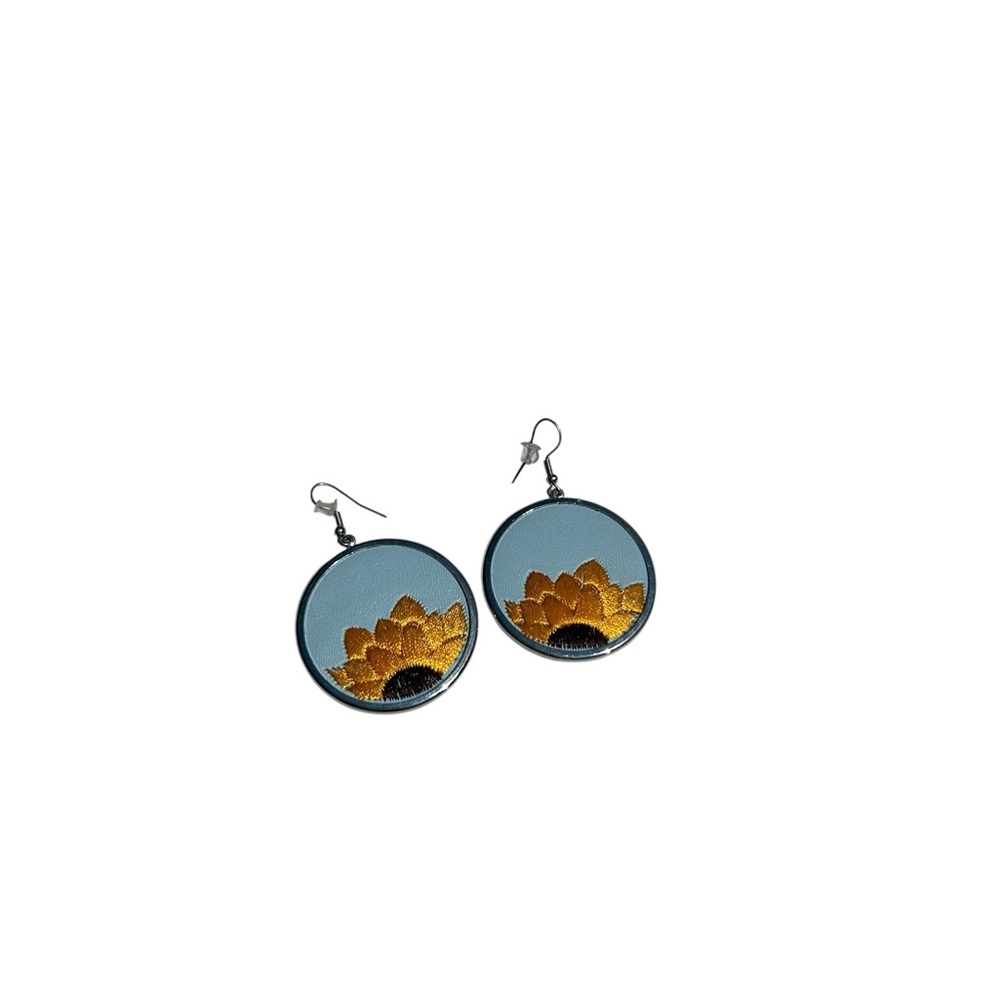 Sunflower Embroidered Earrings